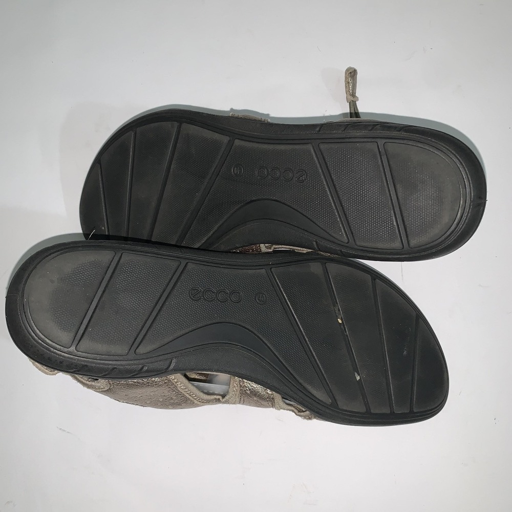 ECCO Sandals Womens Size 9 Gold Leather Gladiator Hook & Loop Comfort Shoes - Picture 10 of 11